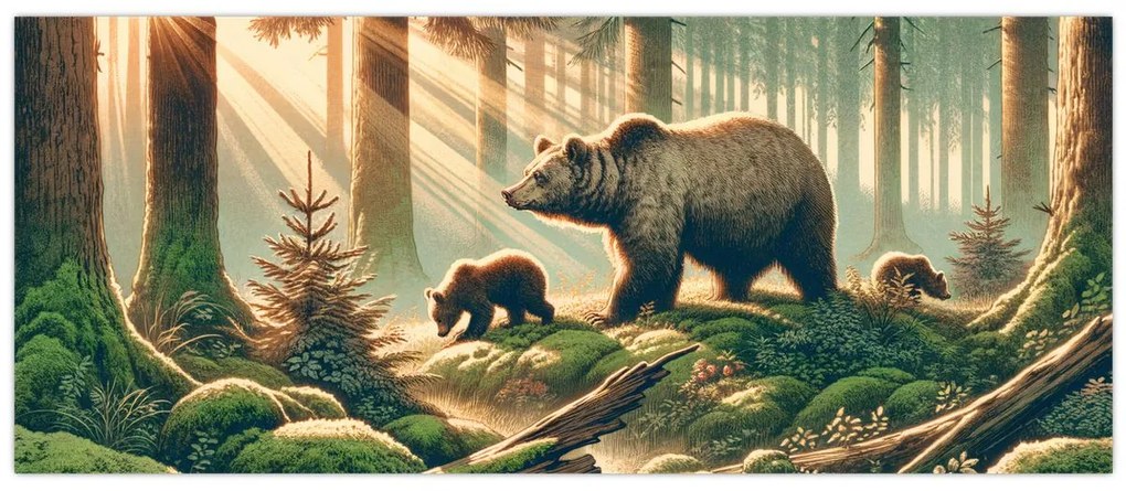 Kép - Medvék az erdőben (120x50 cm)