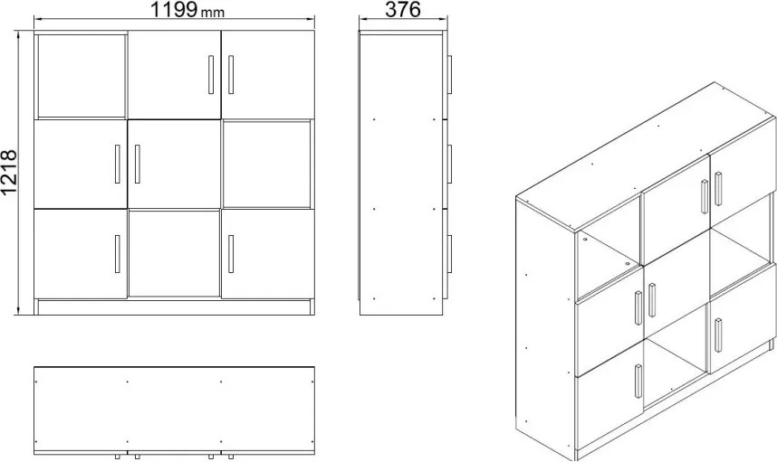 Konyhaszekrény, 119,9 cm – Vo7-Ob