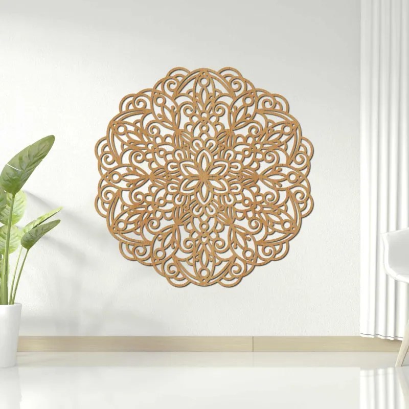 Fából készült mandala falra, virágdíszítéssel | MELLANY
