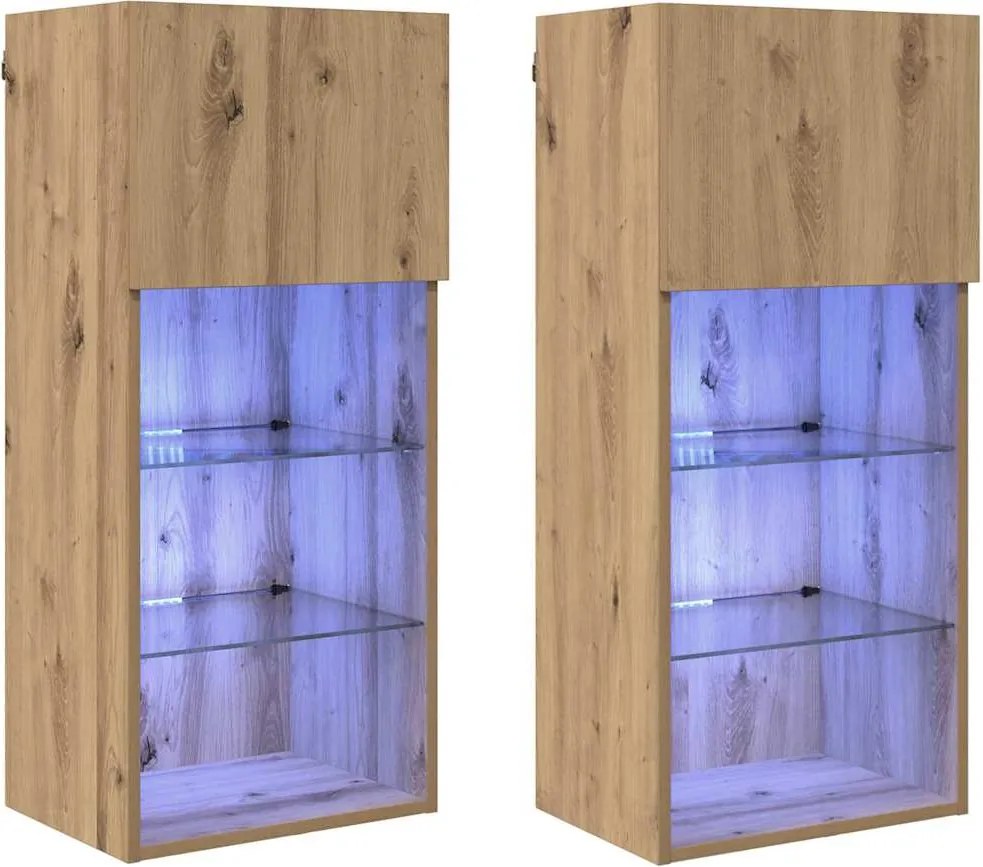 vidaXL Fali TV szekrények 2 pcs Artisan tölgy 40,5 x 30 x 90 cm