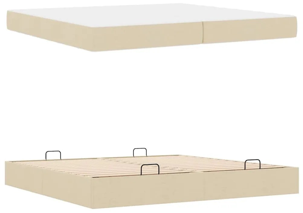 Ágykeret tárolóval Krém 200 x 200 cm szövet
