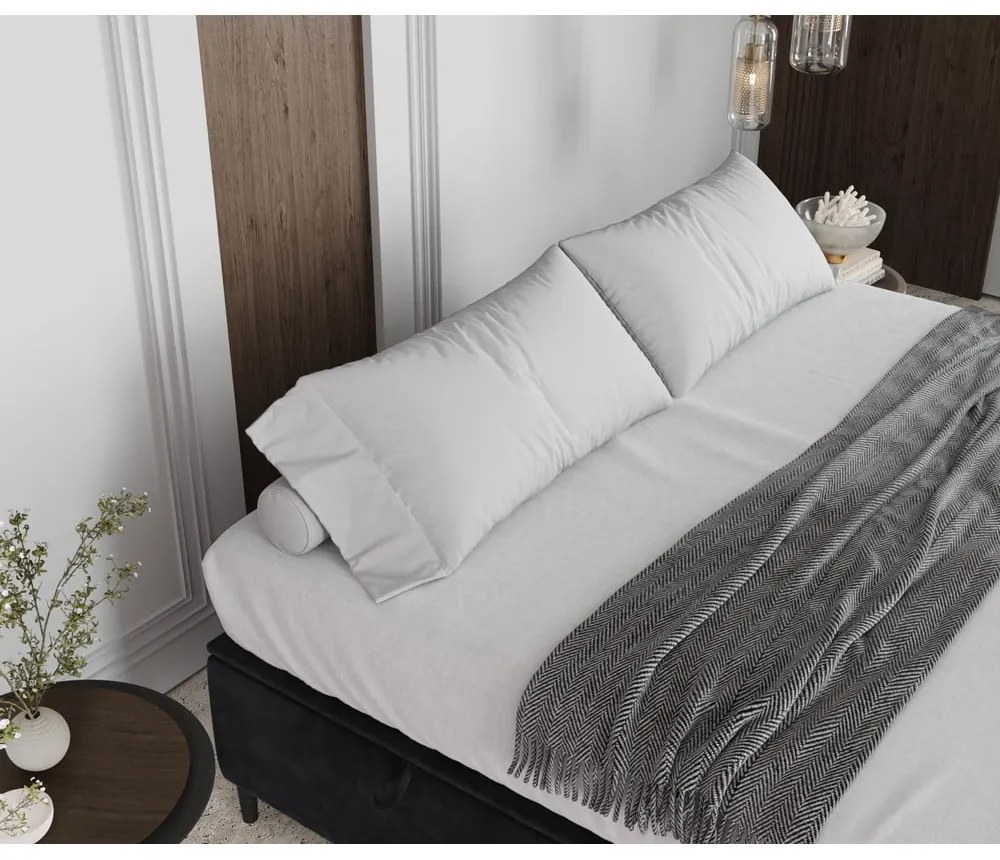 Antracitszürke kárpitozott ágyneműtartós franciaágy 180x200 cm Tate – Maison de Rêve