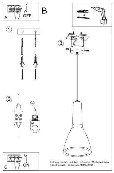 Sollux SL.0280 - EMPOLI 1xE27/15W/230V beton függeszték kábellel