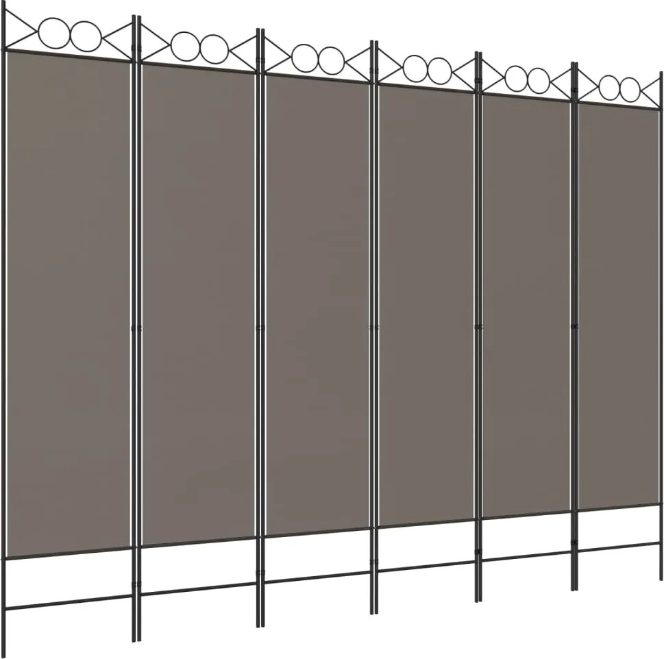 vidaXL 6 paneles antracitszürke szövet térelválasztó 240 x 220 cm