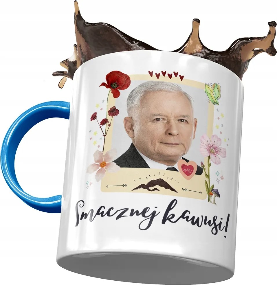 Jaroslaw Kaczynski PiS kék bögre ajándék fényképes nyomtatással