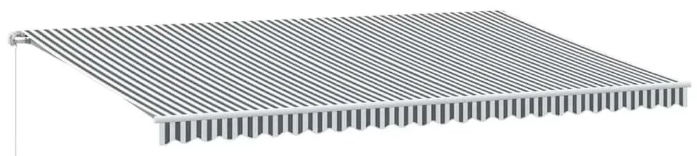 antracitszürke-fehér kézzel kihúzható napellenző 600 x 300 cm