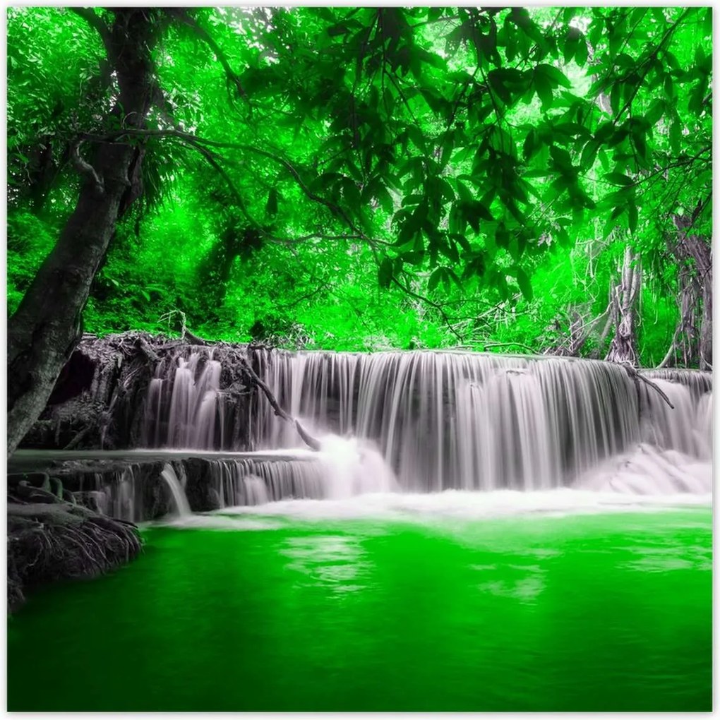 Poszterek 70x70 Zöld vízesés Kaszkád