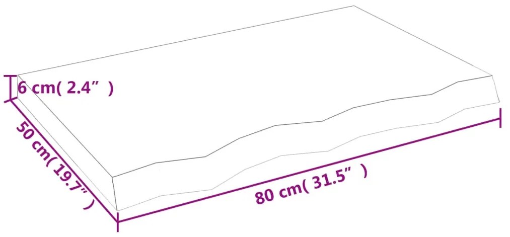 kezeletlen tömör tölgyfa fali polc 80x50x(2-6) cm