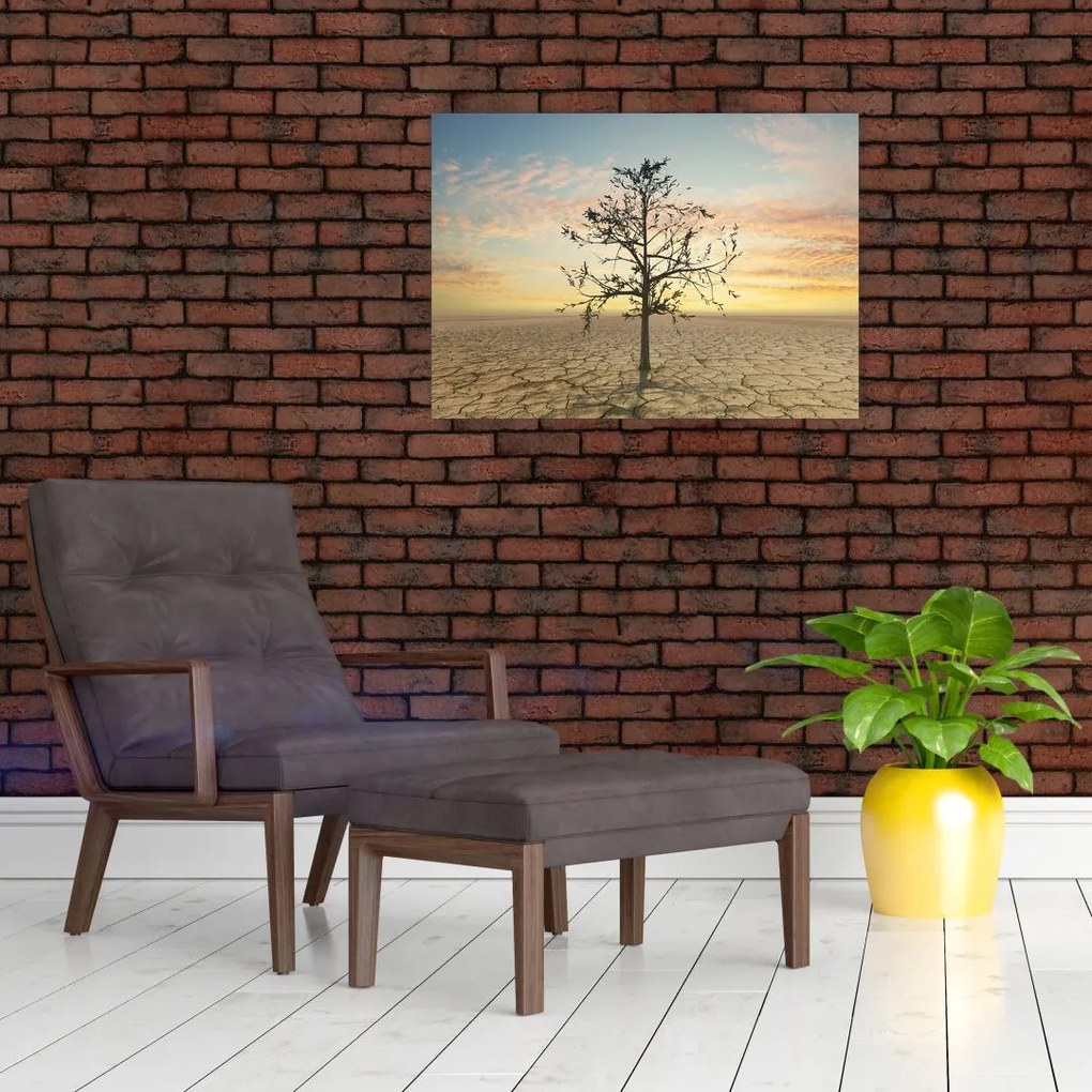 Kép - fa a sivatagban (üvegen) (70x50 cm)
