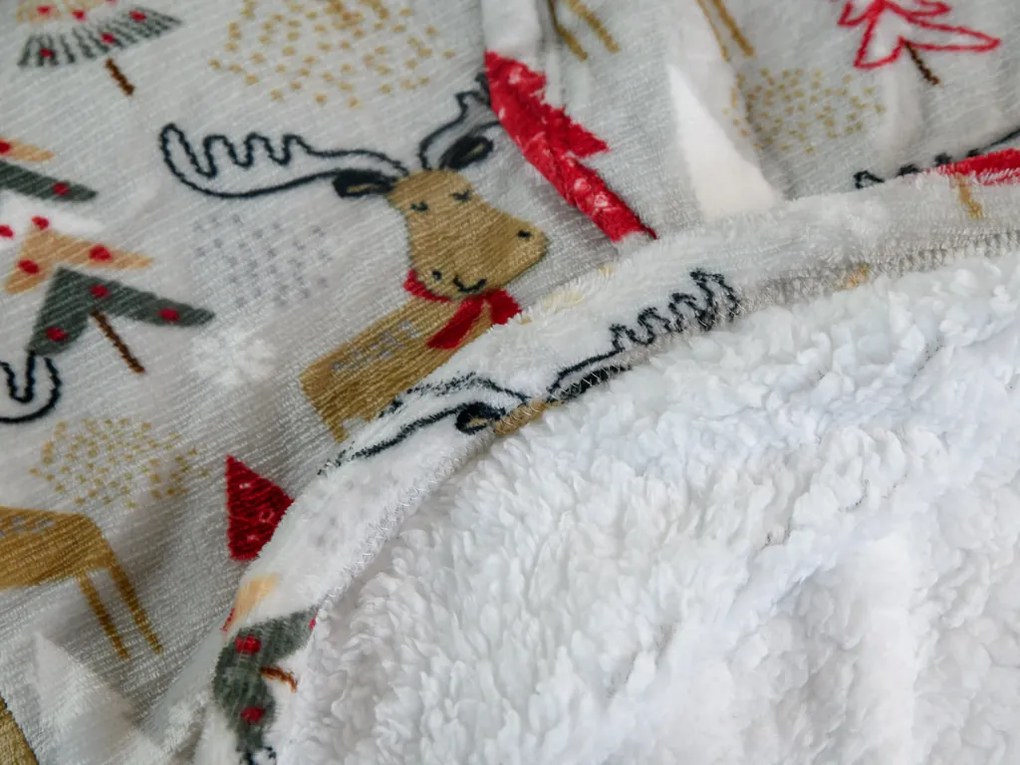 YULE HUG világosszürke báránybunda hatású kapucnis, ujjas pléd