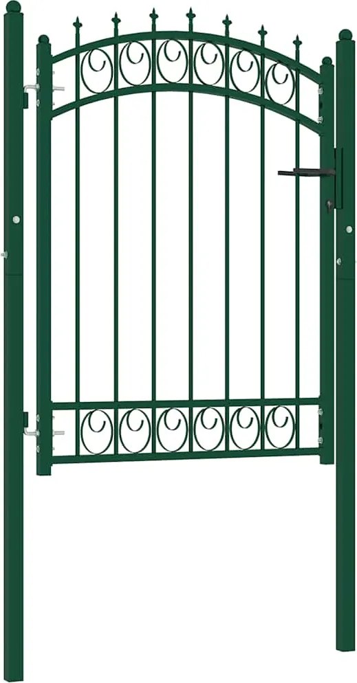 vidaXL zöld acél kerítéskapu cövekekkel 103 x 109,5 cm