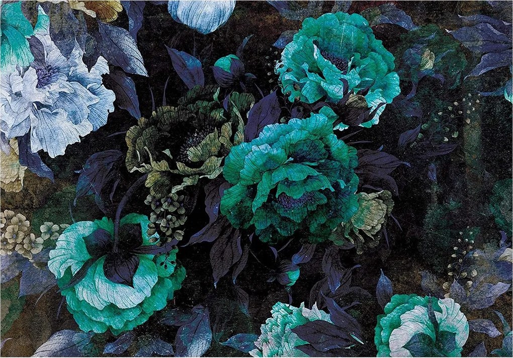 Fotótapéta Virágok Bazsarózsa Türkiz Hálószoba Nappali Fali Tapéta 368x254