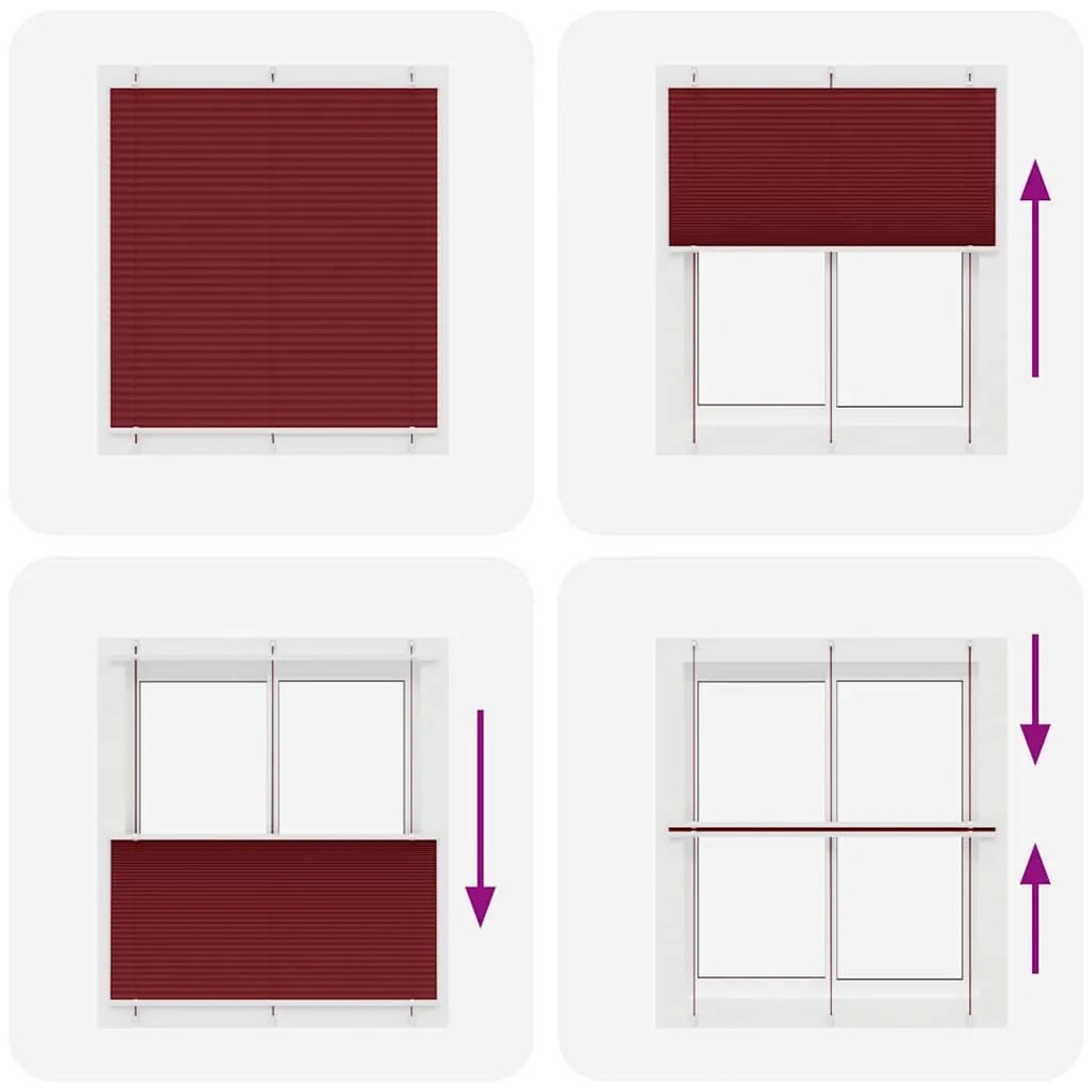 pliszírozott redőny Bordeaux piros 115x150 cm szövetszélesség