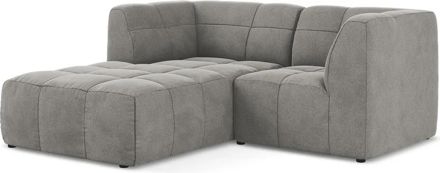 Szürke bársony sarokkanapé (bal oldali-heverő résszel) Aloha – Makamii