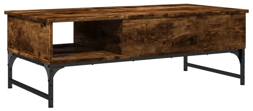 Füstös tölgy szerelt fa és fém dohányzóasztal 100 x 50 x 35 cm