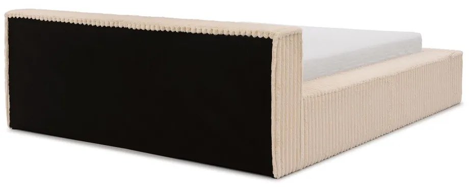 Bézs kárpitozott ágyneműtartós franciaágy ágyráccsal 180x200 cm Cloe – Ropez