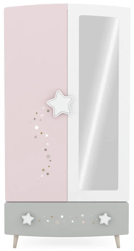 Elmo 2 ajtós szekrény tükörrel Pink N