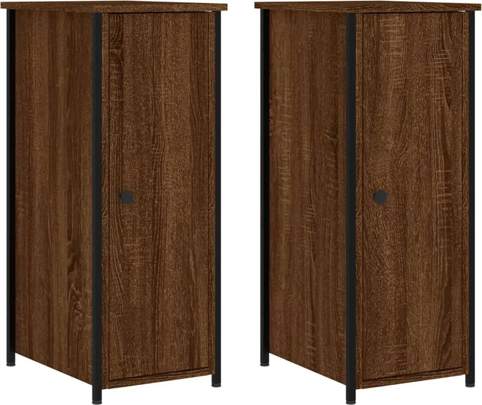 vidaXL 2 db barna tölgy színű szerelt fa éjjeliszekrény 32x42x80 cm