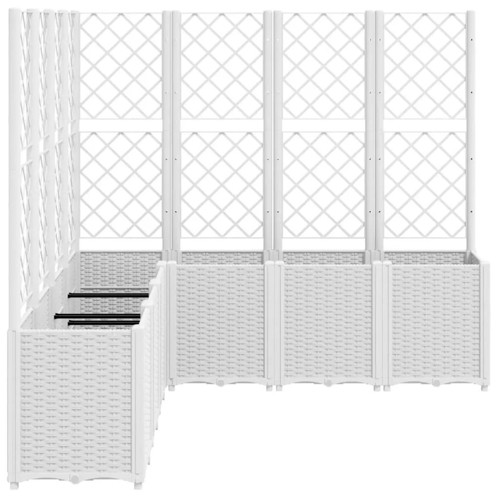fehér polipropilén rácsos kerti ültetőláda 160 x 160 x 140 cm