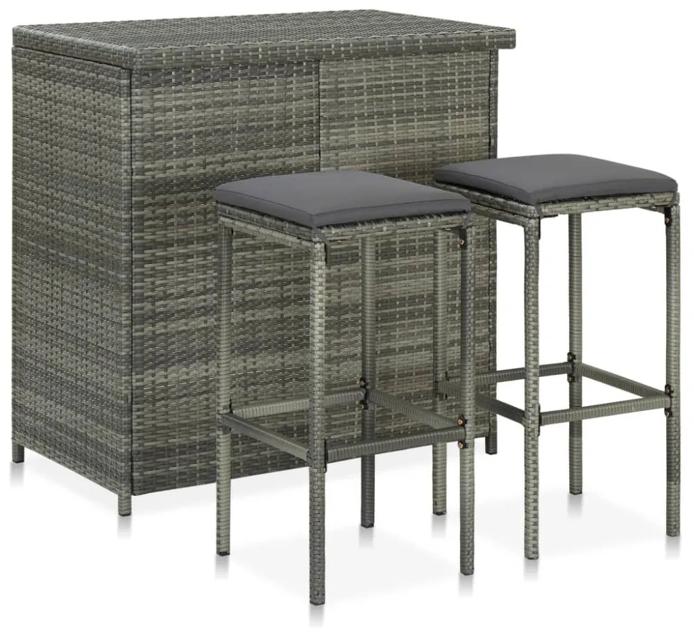 3 részes szürke polyrattan bárszett