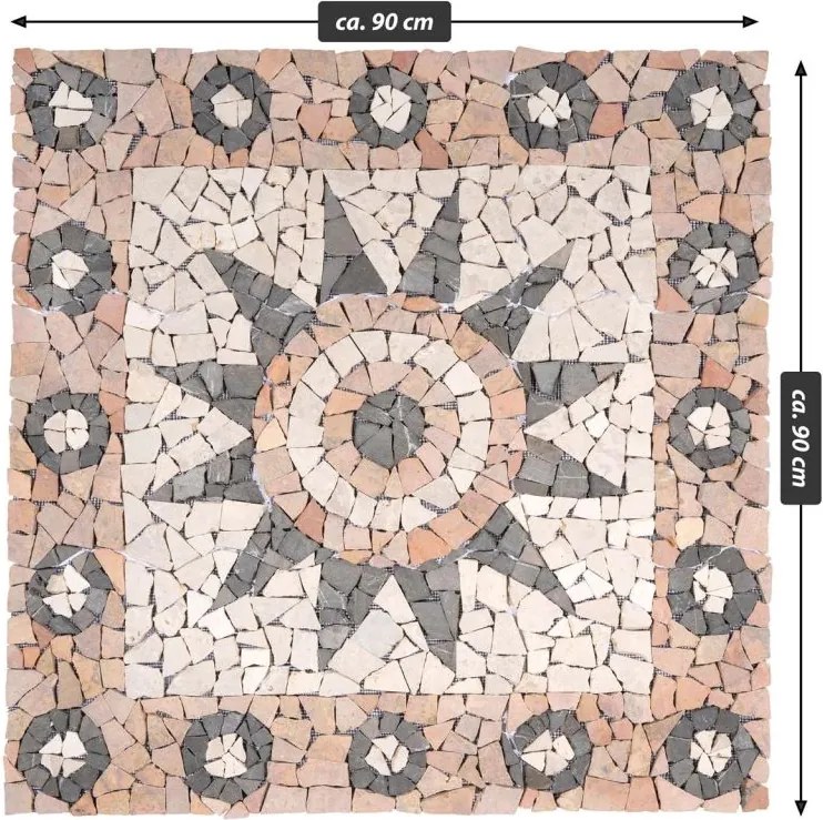 Márvány mozaik virág motívum 90 x 90 cm