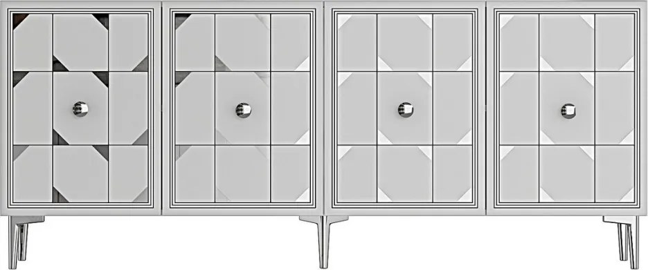 Moka komód, fehér-ezüst, 150 cm