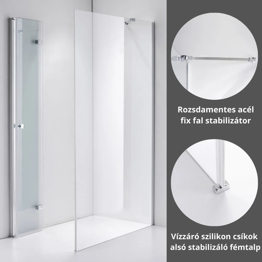 Stuxi Verona 90x110 aszimmetrikus csuklóajtós zuhanykabin 6 mm vízlepergető biztonsági üveggel, króm