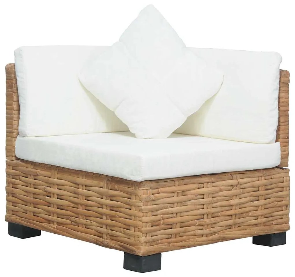 Természetes rattan sarokkanapé párnával
