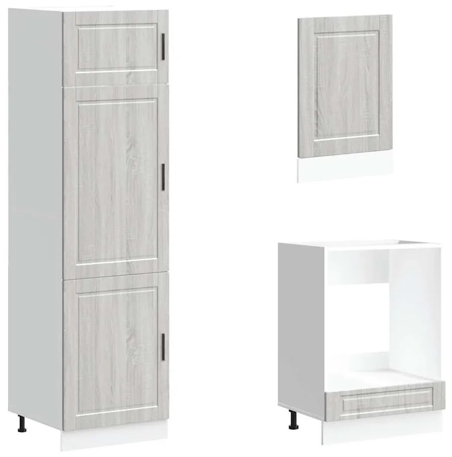 7 darabos konyhaszekrény szett Porto szürke sonoma műfa