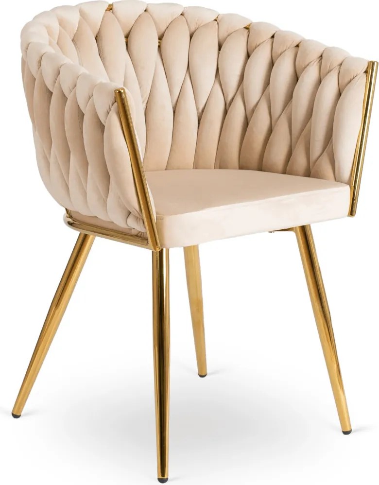 Krzesło CAPI Kremowe Plecione Welurowe