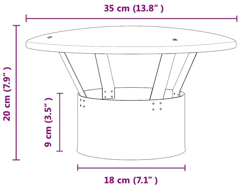Eső Borító Kémény Ezüst 35 x 35 x 20 cm Rozsdamentes acél