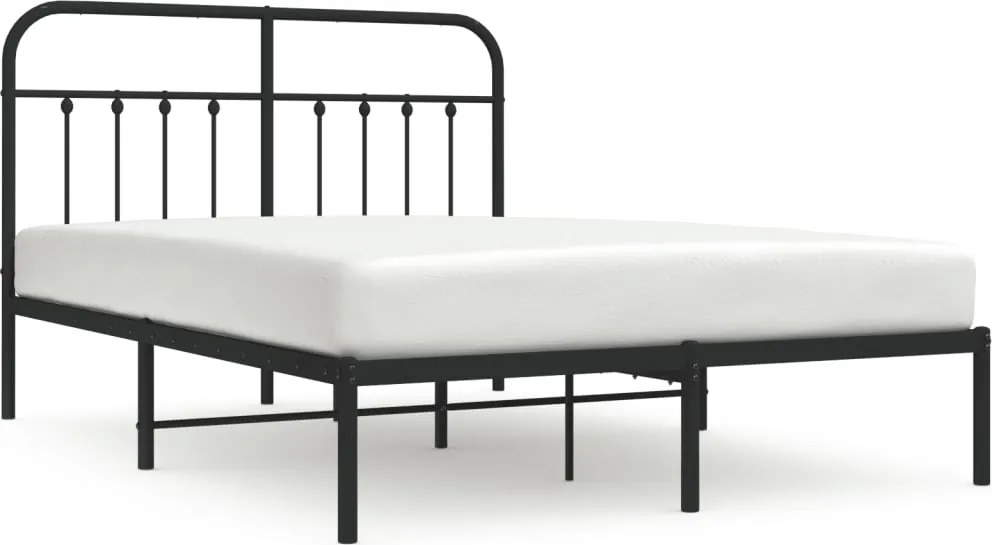 vidaXL fekete fém ágykeret fejtámlával 140 x 190 cm