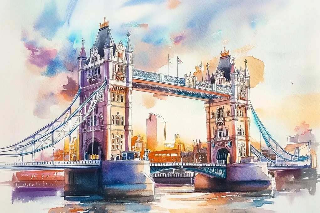 Vászonkép Canvas Akvarell London Híd Temze Tower Bridge 120x80