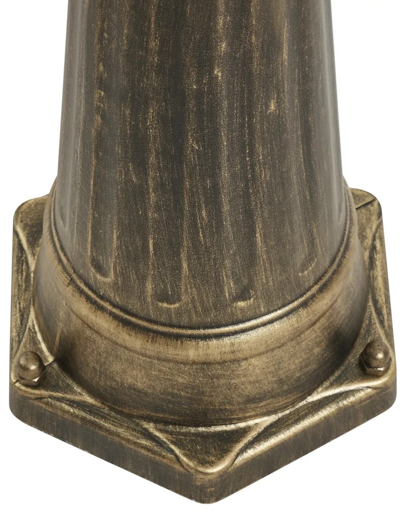 Klasszikus kültéri lámpás antik arany színben, átlátszó üveggel, 198 cm, IP44 - London