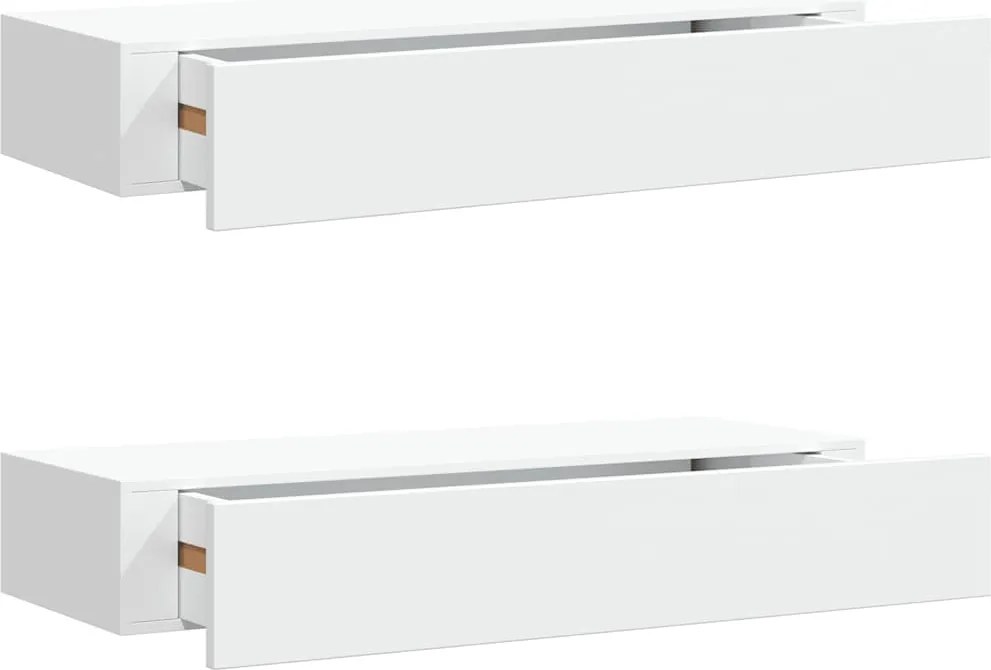 vidaXL 2 db fehér MDF falra szerelhető fiókos polc 60 x 23,5 x 10 cm
