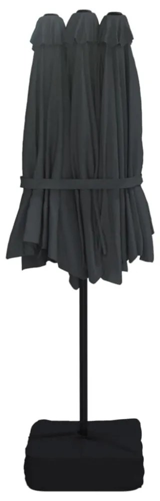 fekete dupla tetős napernyő LED-ekkel 449x265 cm