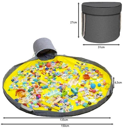 KRUZZEL Játéktároló kosár játszószőnyeggel - Kruzzel