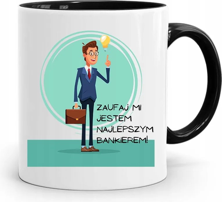 Bankárnak Fekete Bögre Születésnapi Ajándék fényképes nyomtatással