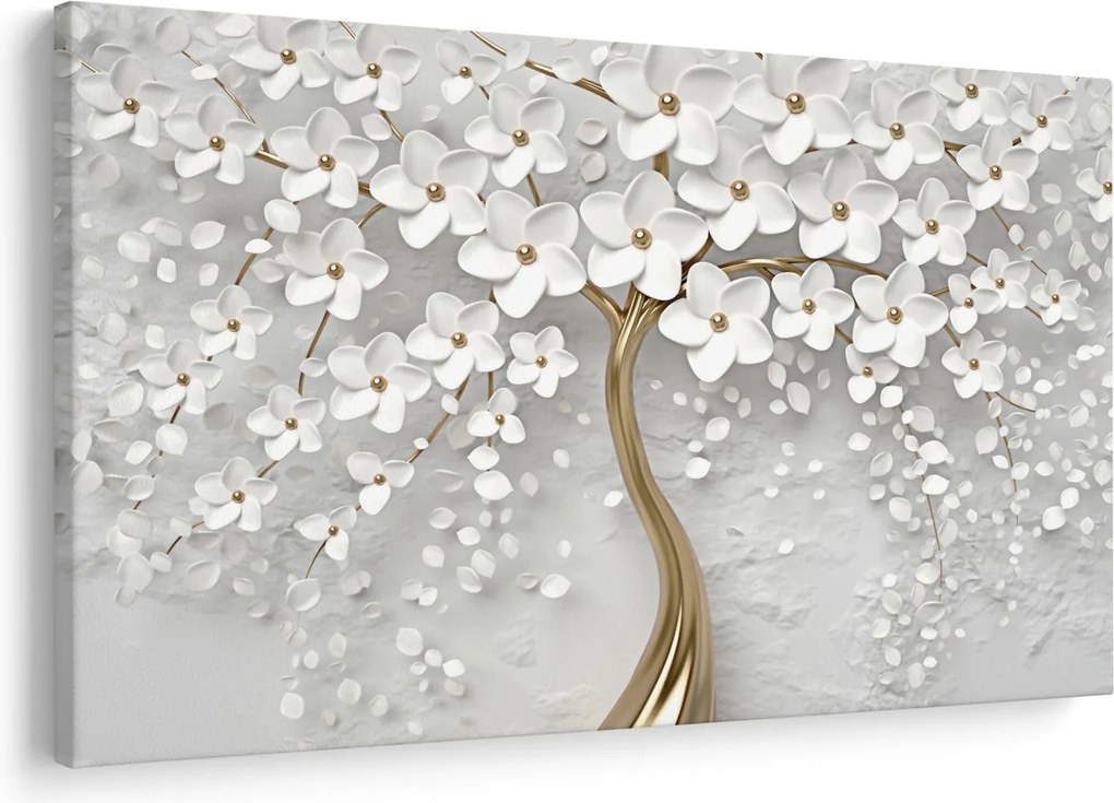 Fehér fa virágokkal képe (90x60 cm)