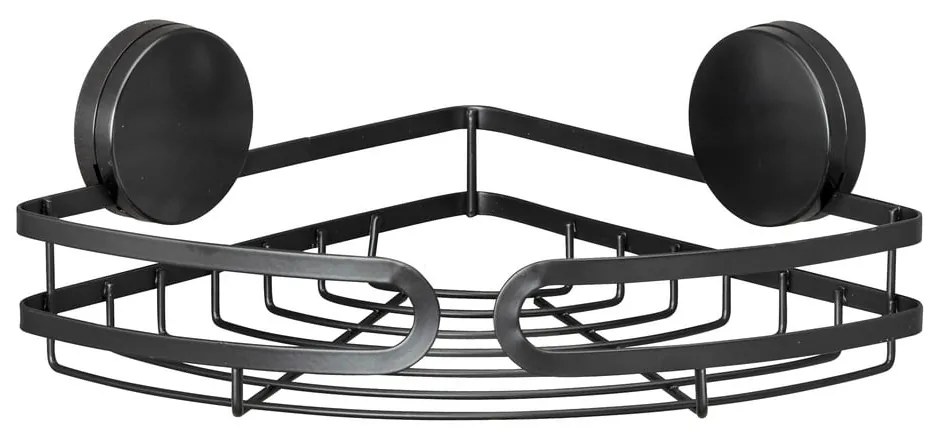 Static-Loc® Pavia fekete fali fürdőszobai sarokpolc, szélesség 27 cm - Wenko