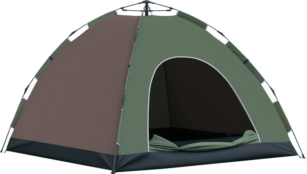 Outsunny 4-Személyes Pop-Up Kempingtáborozó Sátor, Strand Sátor Hordtáskával, Lámpakapcsolókkal és Tároló Zsebekkel, UV Védelem, 210x210x135 cm | Aoso