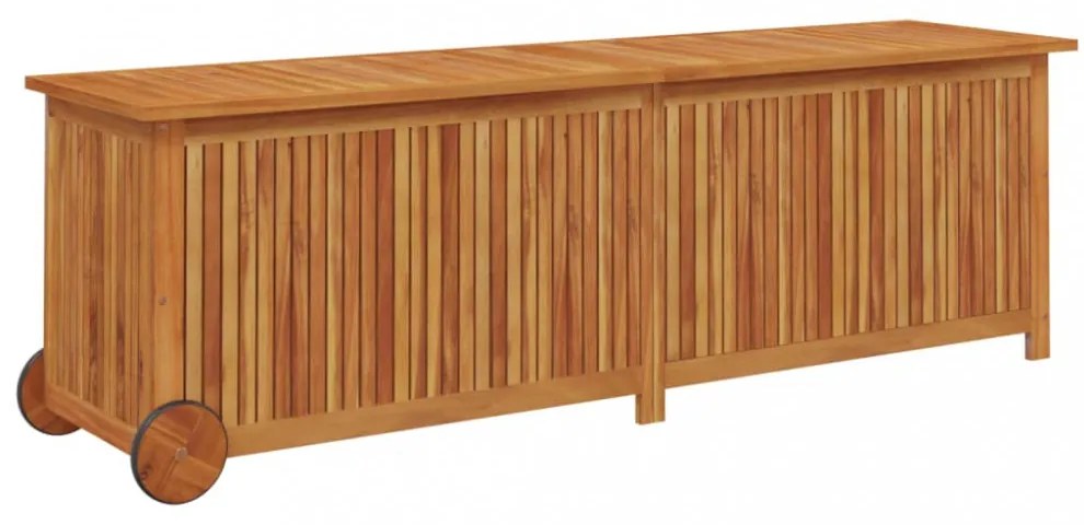 tömör akácfa kerti tárolóláda kerekekkel 150 x 50 x 58 cm