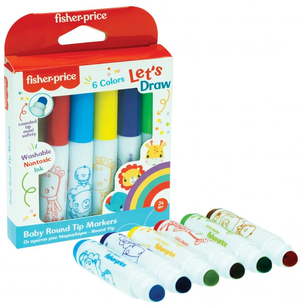 Fisher-Price Let's Draw kimosható filctoll 6 db-os