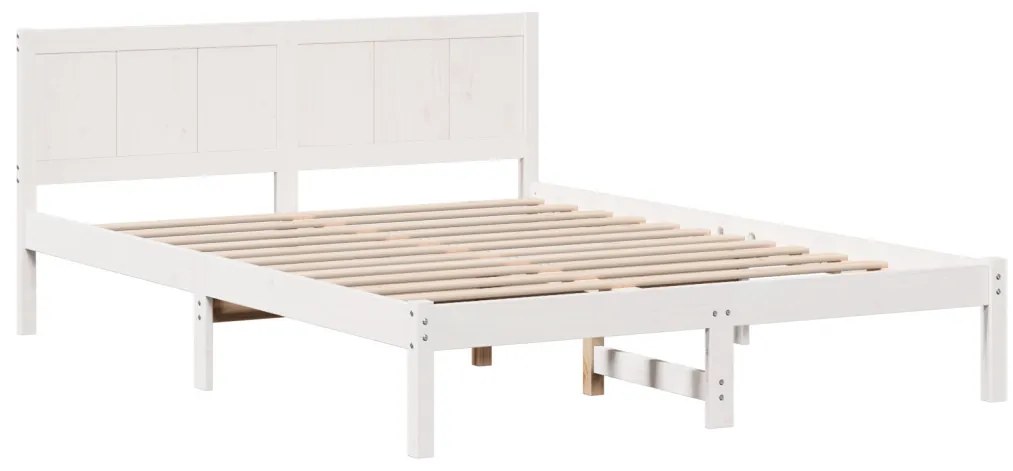 Fehér Fenyő Ágykeret Fehér Fa 150 x 200 cm Tartós