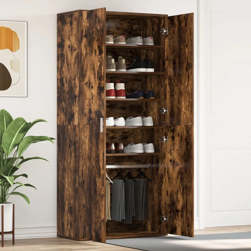 Cipőszekrény Füstölt Tölgy 80x39x180 cm Szerelt Fa