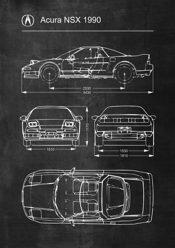 Poszter Acura Nsx 1990 Retro Patent Séma