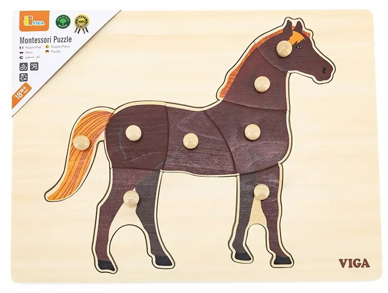 Gyermek fa puzzle Montessori Viga Ló
