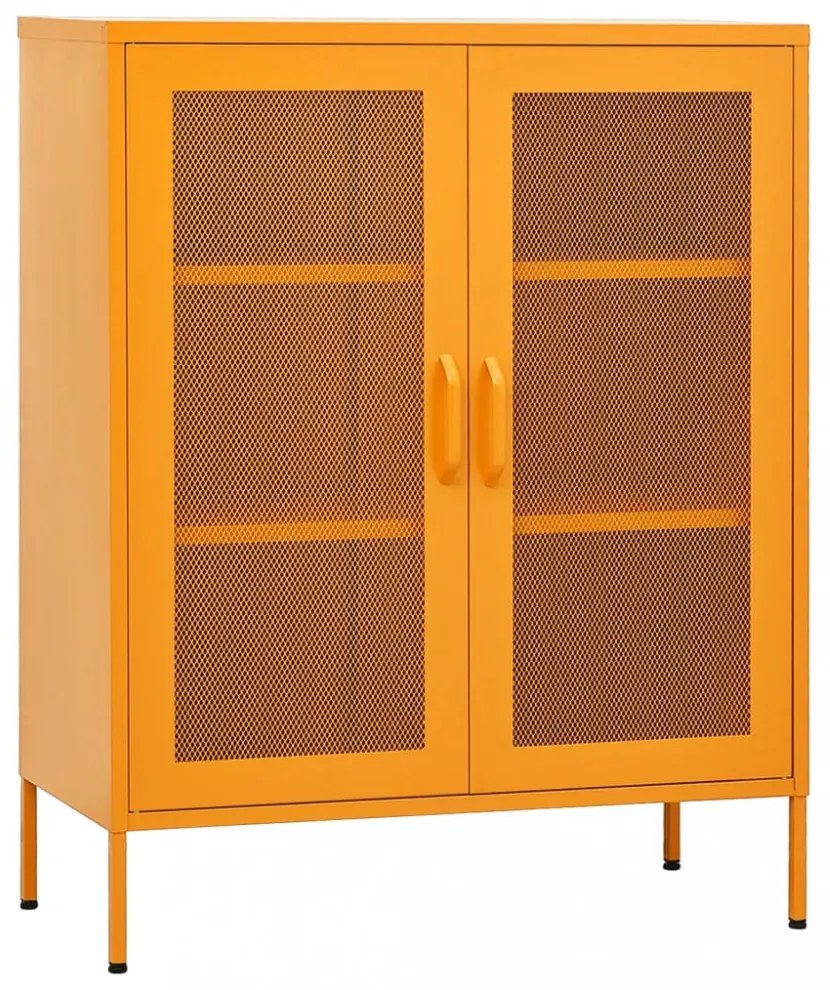 mustárzöld acél tárolószekrény 80 x 35 x 101,5 cm