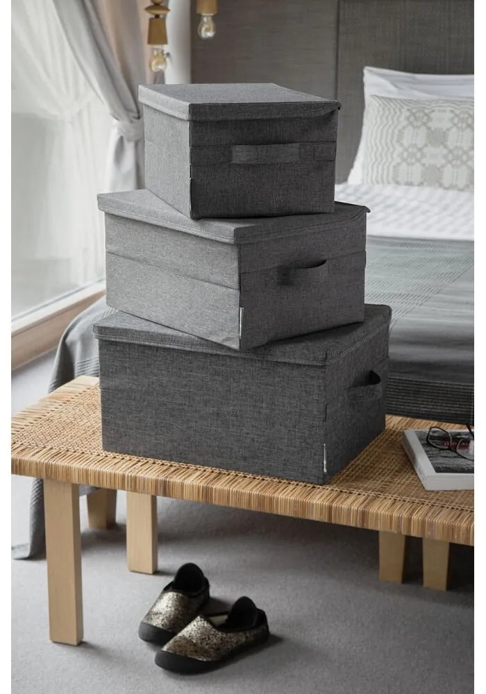 Szürke fedeles textil tárolódoboz 35x19x26 cm Soft Storage – Bigso Box of Sweden