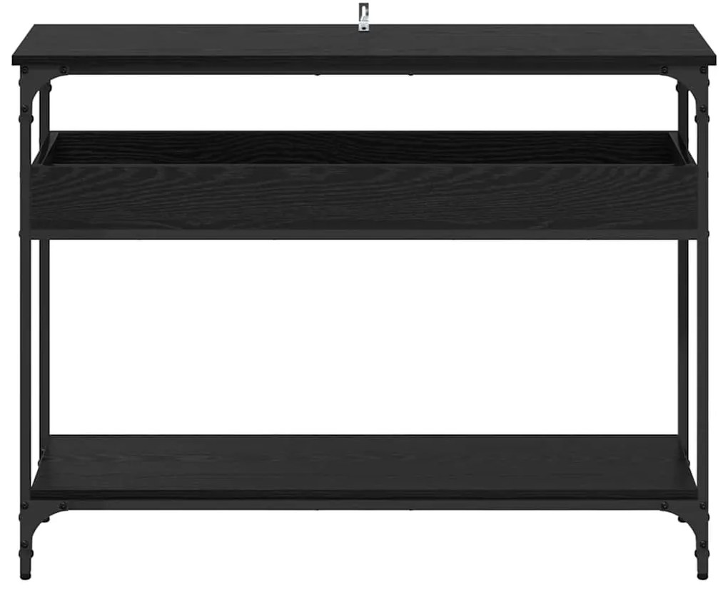 Konzolasztal polcokkal Musta tammi 100 x 29 x 75 cm Faanyag